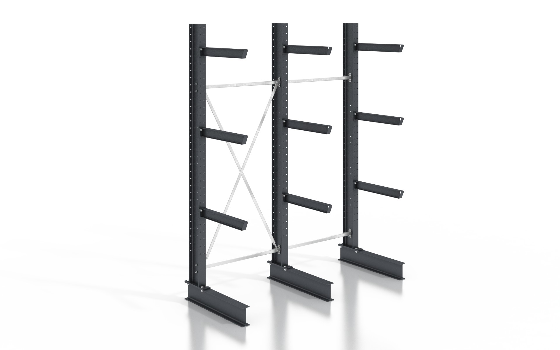 Kragarmregal einseitig 2,56 m – 255 cm | 80 cm Nutztiefe | 500 kg pro Arm | BLT